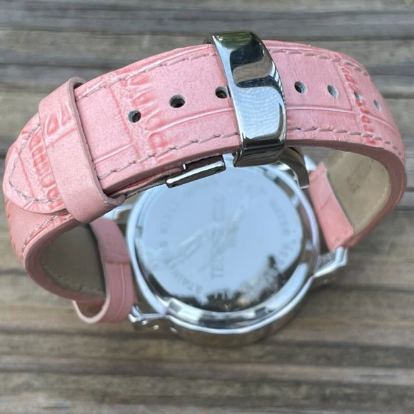 Techno Women Watch Pink Leather Band Analog Multifunction Ladies Wrist Watch - Picture 8 of 12